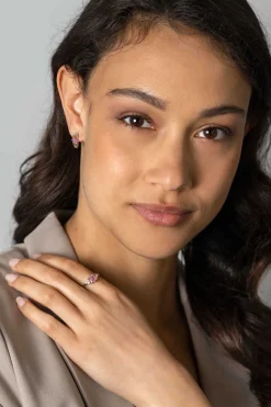 13mm ZINZI zilveren oorstekers baguette geslepen zirconia's wit, champagne en roze ZIO2490