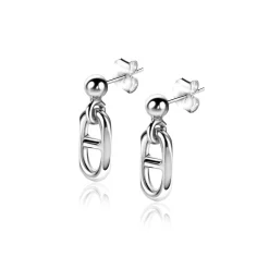 18mm ZINZI zilveren oorstekers met trendy marine schakel ZIO2580
