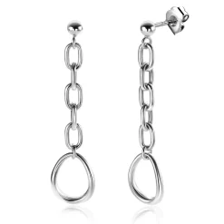 45mm ZINZI zilveren oorstekers met ovale schakels en ovale hanger ZIO2481