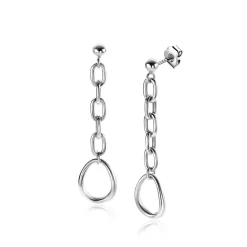 45mm ZINZI zilveren oorstekers met ovale schakels en ovale hanger ZIO2481