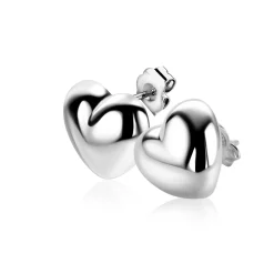 13mm ZINZI zilveren oorstekers in bolle hart vorm ZIO2672