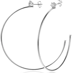 55mm ZINZI zilveren oorstekers 5mm witte zirconia met halve oorringen 55mm en 1,5mm buisdikte ZIO2574