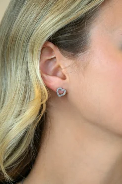 10mm ZINZI zilveren oorstekers met bewerkt open hartje ZIO2703