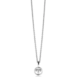 9mm ZINZI zilveren Ram sterrenbeeldhanger bezet met witte zirconia ZIH-RAM (zonder collier)