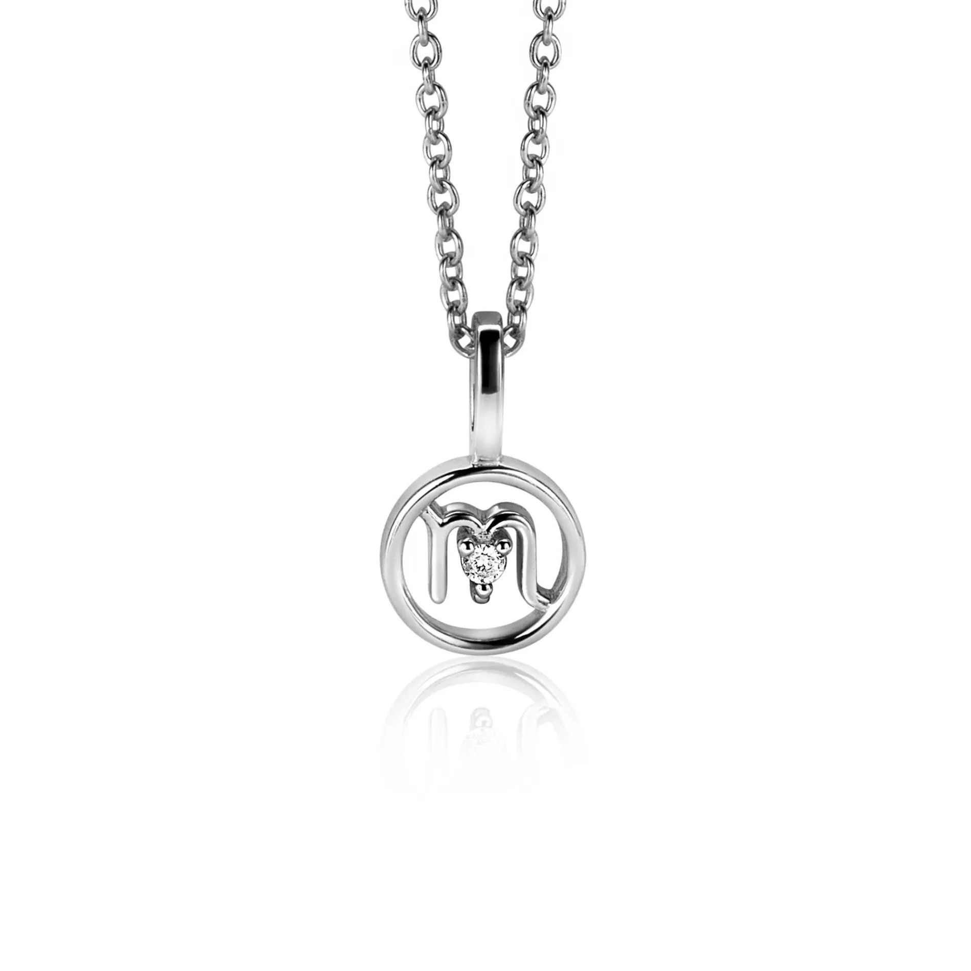 9mm ZINZI zilveren Schorpioen sterrenbeeldhanger bezet met witte zirconia ZIH-SCH (zonder collier)