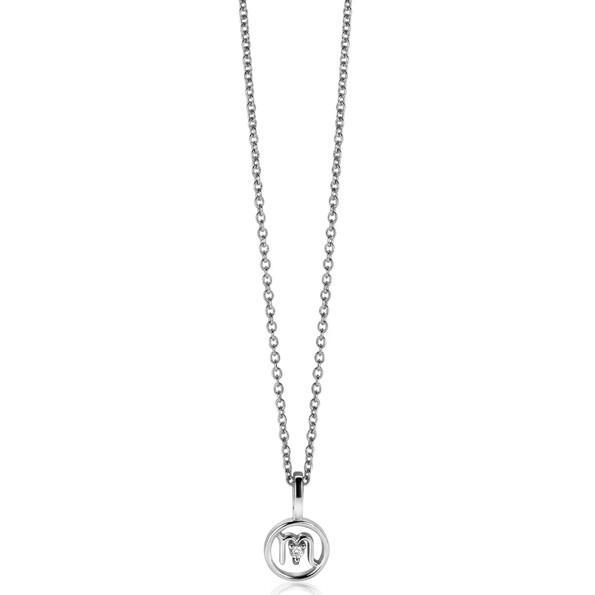 9mm ZINZI zilveren Schorpioen sterrenbeeldhanger bezet met witte zirconia ZIH-SCH (zonder collier)