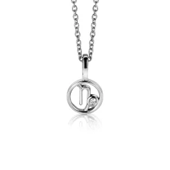 9mm ZINZI zilveren Steenbok sterrenbeeldhanger bezet met witte zirconia ZIH-STE (zonder collier)