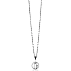 9mm ZINZI zilveren Steenbok sterrenbeeldhanger bezet met witte zirconia ZIH-STE (zonder collier)