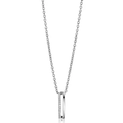15mm ZINZI zilveren strakke hanger bezet met witte zirconia's ZIH2452 (zonder collier)