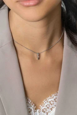 15mm ZINZI zilveren strakke hanger bezet met witte zirconia's ZIH2452 (zonder collier)