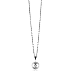 9mm ZINZI zilveren Tweelingen sterrenbeeldhanger bezet met witte zirconia ZIH-TWE (zonder collier)