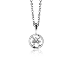 9mm ZINZI zilveren Vis sterrenbeeldhanger bezet met witte zirconia ZIH-VIS (zonder collier)