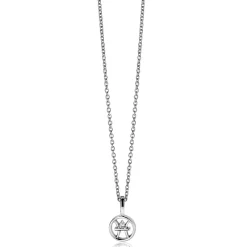 9mm ZINZI zilveren Vis sterrenbeeldhanger bezet met witte zirconia ZIH-VIS (zonder collier)