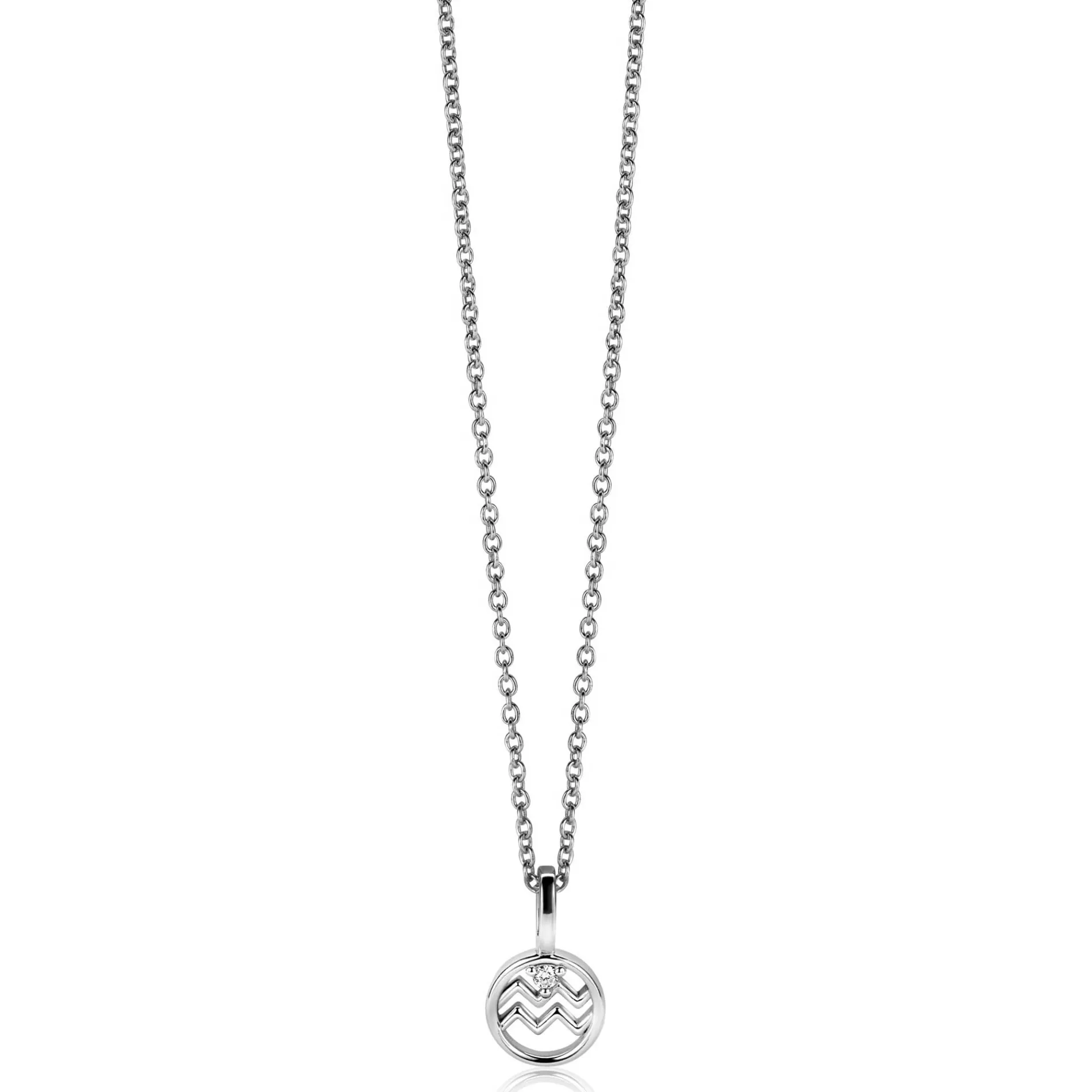 9mm ZINZI zilveren Waterman sterrenbeeldhanger bezet met witte zirconia ZIH-WAT (zonder collier)