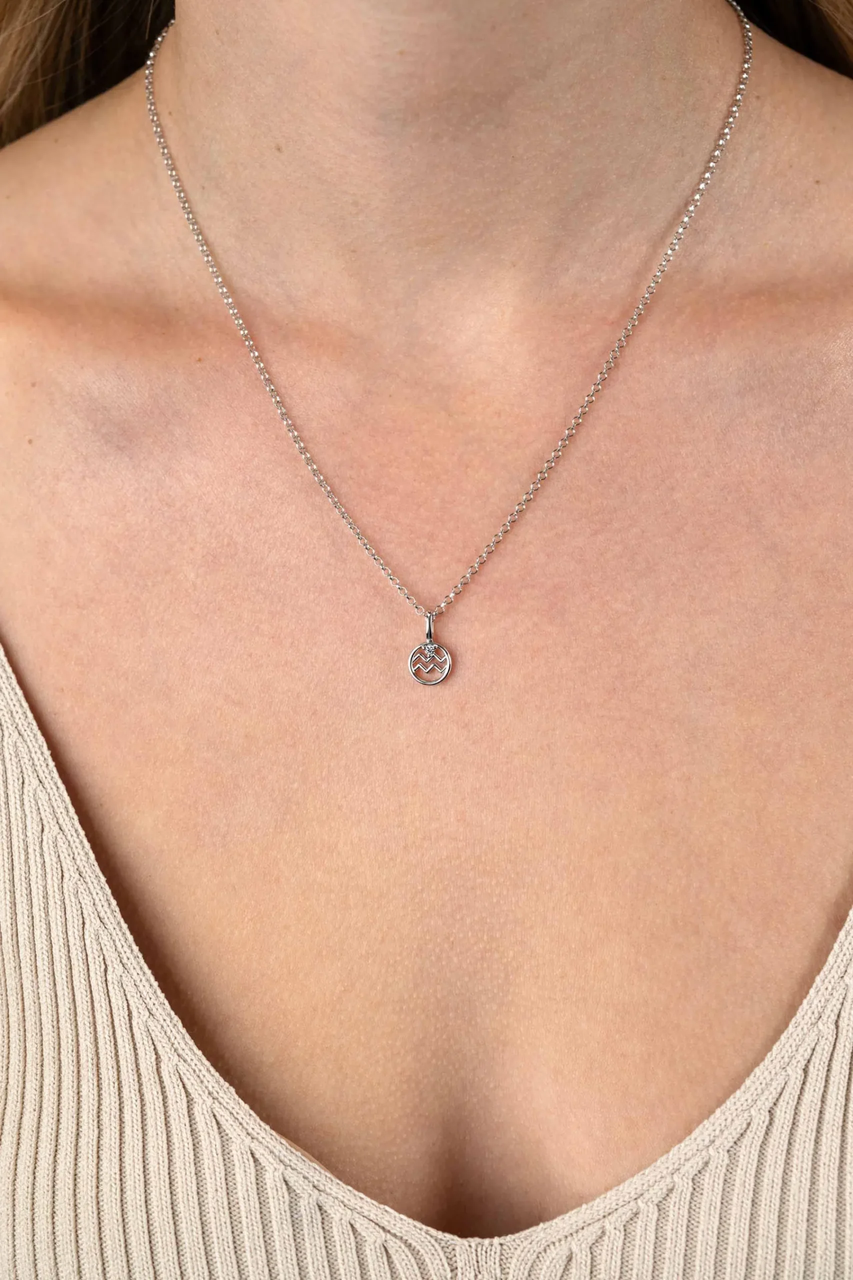 9mm ZINZI zilveren Waterman sterrenbeeldhanger bezet met witte zirconia ZIH-WAT (zonder collier)