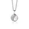 18mm ZINZI zilveren Yin Yang hanger rond, bezet met parelmoer en witte zirconia's. Yin Yang staat symbool voor: balans, harmonie, dynamiek en verbondenheid ZIH2423 (zonder collier)