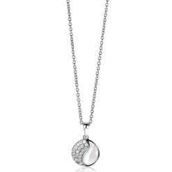 18mm ZINZI zilveren Yin Yang hanger rond, bezet met parelmoer en witte zirconia's. Yin Yang staat symbool voor: balans, harmonie, dynamiek en verbondenheid ZIH2423 (zonder collier)