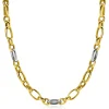 ZINZI bicolor schakelketting (7mm breed) met afwisselend gold plated jasseron schakels en grote zilveren ovale schakels 45cm ZIC2639