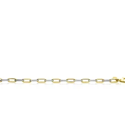ZINZI bicolor zilveren ovale schakelarmband 6mm breed 20cm ZIA2668