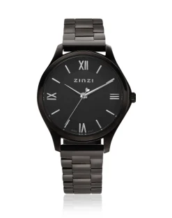 ZINZI Classy Mini horloge 30mm zwarte wijzerplaat zwarte stalen kast en band ziw1237