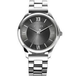 ZINZI Classy Mini horloge 30mm grijze wijzerplaat stalen kast en band ziw1224