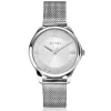 ZINZI Classy Mini horloge 30mm zilverkleurige wijzerplaat stalen kast en meshband ZIW1202M