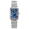 ZINZI Elegance horloge blauwe wijzerplaat en rechthoekige kast stalen schakelband 28mm extra dun ZIW1955