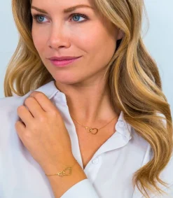 ZINZI Gold 14 karaat gouden jasseron armband open harten 18-20cm ZGA114