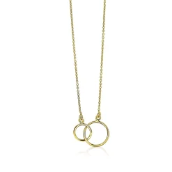 ZINZI Gold 14 karaat gouden collier open rondjes in elkaar 42cm ZGC115