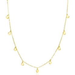 ZINZI Gold 14 karaat gouden massieve ketting met 9 bungelende rondjes 40-45cm ZGC488