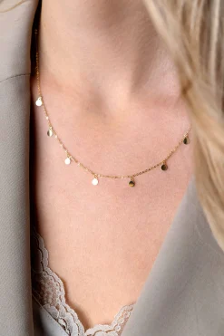 ZINZI Gold 14 karaat gouden massieve ketting met 9 bungelende rondjes 40-45cm ZGC488