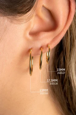 ZINZI Gold 14 karaat gouden oorringen ronde buis 23 x 1,5mm ZGO260