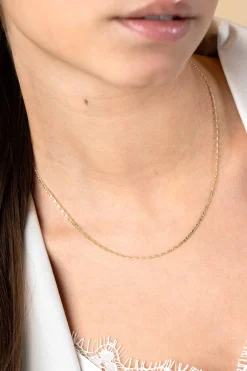 ZINZI Gold 14 karaat gouden fantasie schakel-collier 1,6mm breed en lengte 45cm ZGC295