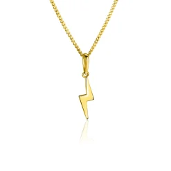 ZINZI Gold 14 karaat gouden hanger met glimmende bliksemschicht 18mm ZGH402 (zonder collier)