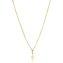 ZINZI Gold 14 karaat gouden hanger met glimmende bliksemschicht 18mm ZGH402 (zonder collier)