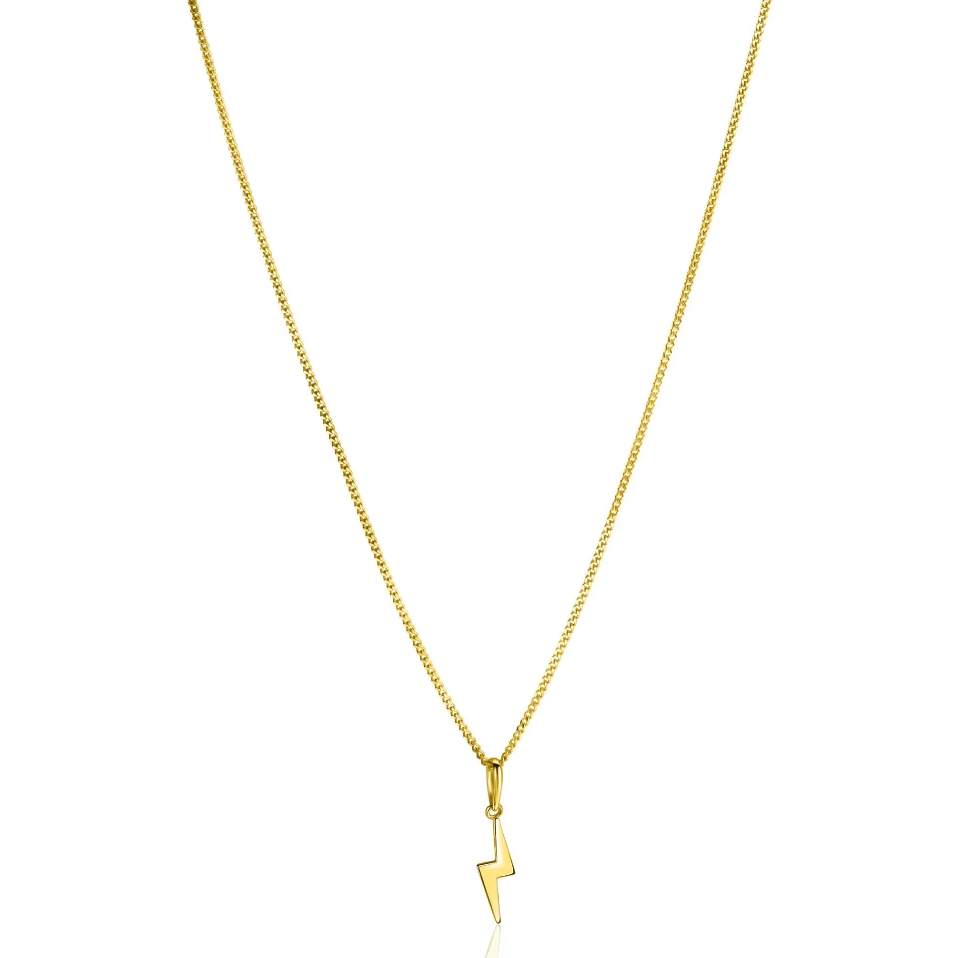 ZINZI Gold 14 karaat gouden hanger met glimmende bliksemschicht 18mm ZGH402 (zonder collier)