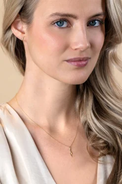 ZINZI Gold 14 karaat gouden hanger met glimmende bliksemschicht 18mm ZGH402 (zonder collier)