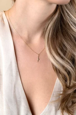 ZINZI Gold 14 karaat gouden hanger met glimmende bliksemschicht 18mm ZGH402 (zonder collier)
