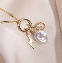 ZINZI Gold 14 karaat gouden hanger met glimmende bliksemschicht 18mm ZGH402 (zonder collier)