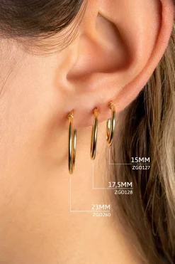 ZINZI Gold 14 karaat gouden oorringen ronde buis 15 x 1,5mm ZGO127