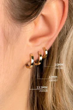 ZINZI Gold 14 karaat gouden oorringen vierkante buis luxe sluiting 10 x 2,3mm ZGO303