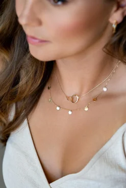 ZINZI Gold 14 karaat gouden jasseron ketting ronde vormen 42cm ZGC113