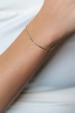 ZINZI Gold 14 karaat gouden massieve armband met glanzende fantasie plaatjes 1,7mm breed 17-19cm ZGA497