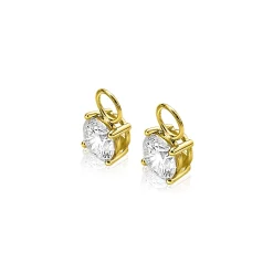 ZINZI Gold 14 karaat gouden creoolhangers rond wit ZGCH143 (zonder oorringen)