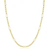ZINZI Gold 14 karaat gouden massieve ketting met lange paperclip-schakels gecombineerd met jasseron schakels 41-43cm ZGC495