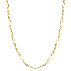 ZINZI Gold 14 karaat gouden massieve ketting met lange paperclip-schakels gecombineerd met jasseron schakels 41-43cm ZGC495