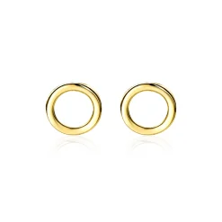 ZINZI Gold 14 karaat gouden oorknoppen open rond 6mm ZGO163