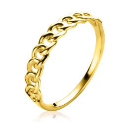 ZINZI Gold 14 karaat gouden schakelring van 3,6mm breed, met de populaire gourmet-schakel ZGR375