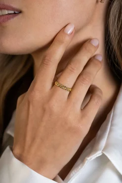ZINZI Gold 14 karaat gouden schakelring van 3,6mm breed, met de populaire gourmet-schakel ZGR375