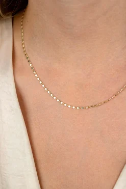 ZINZI Gold 14 karaat gouden massieve ketting met glanzende fantasie plaatjes 1,7mm breed 41-43cm ZGC497